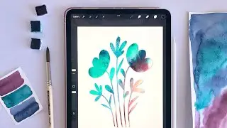 Watercolor Floral Collage in Procreate