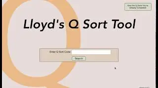 Demonstration of Lloyd's Q Sort Tool