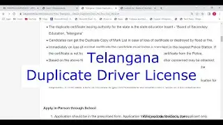Telangana - Online Duplicate Driver License (Online)