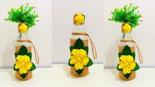 Glass Bottle Craft Ideas | Flower pot | Bottle Art  | Handcraft | Bottle painting | Flower vase
