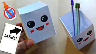 How to make paper pencil box | DIY paper pencil box idea / Easy Origami box tutorial/ Origami