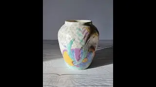 Beswick Pottery, Ciro Series, Art Deco Ruskin-Style Dimpled Vase with Stylised Flora Decor, 1930s