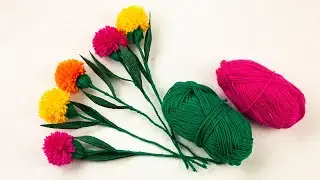 Amazing Woolen Crafts | How to Make Beautiful Flower with Yarn  | Easy Woolen Flower Making Idea