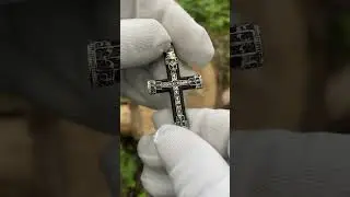 Крест серебро вставка дерево Эбен