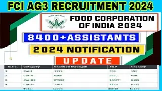 Fci Ag3 recruitment 2024 Number of vacancies ? Fci recruitment 2024 | fci ag3 notification 2024 |