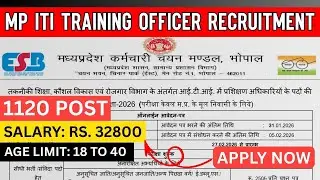 MP ITI Training Officer Recruitment 2026 – 1120 Posts Announced | Apply Online Now