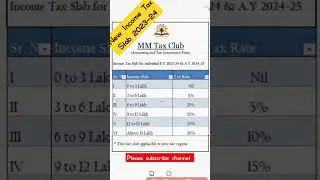 New Income tax slab for fy 2023-24 and A.Y 2024-25 