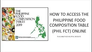 PhilFCT Online || Food Composition Table 2019