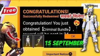 FREE FIRE REDEEM CODE TODAY 15 SEPTEMBER REDEEM CODE FREE FIRE | FF CODE TODAY 15 SEPTEMBER