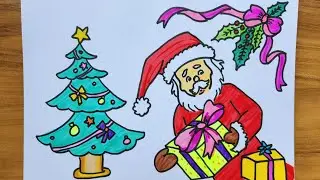 Christmas drawing easy / Christmas tree and Santa claus drawing ideas #christmasdrawingideas