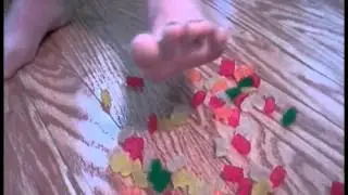 Crushing Gummy Bears Barefoot