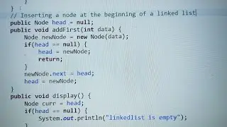 Inserting a node at the beginning of a linked list implementation in java