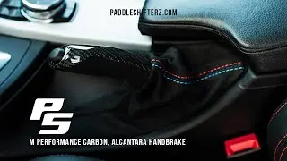 Install your new M performance carbon fiber, alcantara handbrake