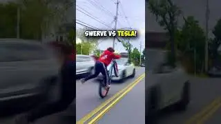 Swerve VS Tesla! #shorts #bikelife #wheelie