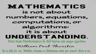 Maths hi a boring tak tak em? Maths a rilru pek dan tur