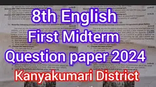 8th English first midterm exam question paper Kanyakumari district August 2024 Samacheer kalvi earne
