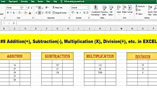 How To Do Addition, Subtraction, Division, Multiply, autosum etc in MS Excel | Basic Math in Excel