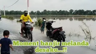Banjir, menerjang desa di pinggir bengawan solo.