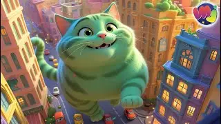 🙀 GIANT CAT in the CITY 🏢 Colorful Cats 🌈 Children's Cartoons 🔴