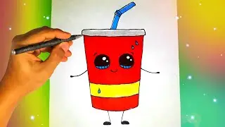 Как красиво нарисовать СТАКАНЧИК С ТРУБОЧКОЙ? How to draw a glass