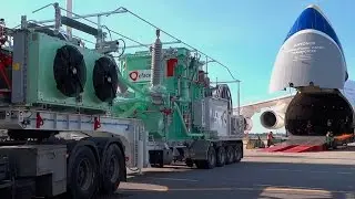 Antonov An-124 Ruslan with EFACEC Mobile Substation