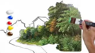 How to Paint at the Back of the House in Acrylics/ Time-lapse / JMLisondra