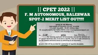 F. M. AUTO PG Spot Admission Out 2022|| Check it now!!!