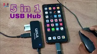 USB Hub For Mobile | 5 in 1 USB Hub, Fast Data Transfer, 3 USB 2.0, 2-Port Card Reader, SD TF