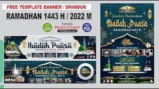 Desain Baliho Spanduk Puasa Ramadhan 1443H 2022 CorelDraw Photoshop  - Banner Design Tutorial