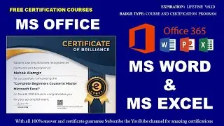 MS Office Free Course With Certificate | MS Word and MS Excel Free Certification Course