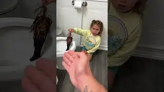 Dad Gets Mad At Daughter for putting toy in toilet #shorts