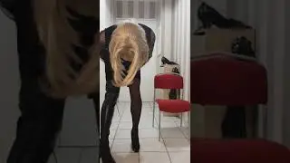 Busty downblouse cleavage while trying crazy overknee boots & stilettos !!    Female mask | Silicone
