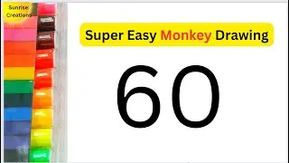 How to Draw Easy Monkey Drawing from number 60 | Beginners Easy Monkey Drawing Step by Step