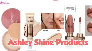 Using  Ashley  Shine Cosmetics  Powder, Liquid Foundation and Lipgloss