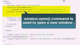 Javascript Tutorial : Open and close windows in Javascript