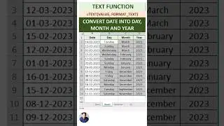 Text Function | convert date into text format 