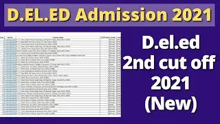D.el.ed 2nd Cut off (New) || D.el.ed Admission 2021