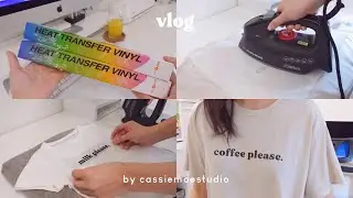 Vlog 👕 Minimal Aesthetic T-shirts Using Heat Transfer Vinyl ft. HTVRONT | Studio Vlog
