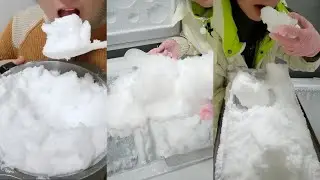 Ice Eating | Thick Ice Chunk Soft Crunches | Eating From Fresh Humidifier Powdery Ice ASMR | 얼음을 먹고