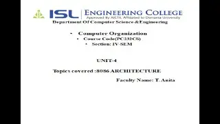 CSE Lecture - 20 (UNIT-4) 8086 ARCHICTURE