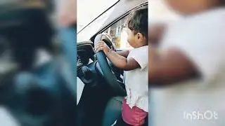 She is Driving Car🚗😂!! she is very much focused 🤣!! watch till end 🥰#viralvideo #7monthbaby #baby