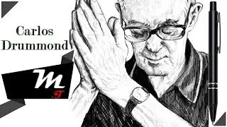 DESENHANDO CARLOS DRUMMOND DE ANDRADE COM CANETA ‹ Mattheus ›