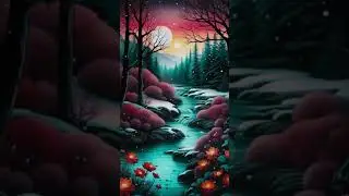 "Winter River: A Cinematic Fairytale Illustration"