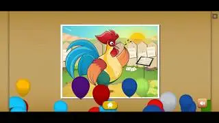 Fun Puzzle Game With Animals For Children. Collect Cockerel.