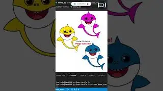 How to draw Shark using python turtle | Python Turtle Graphics 17 |New Baby shark with Python Turtle