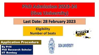 PhD Admission 2023 | PhD Admission Notification 2023| Goa University