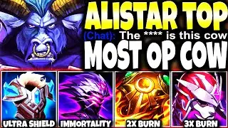 This is the MOST OP IMMORTAL ALISTAR TOP Build: 3x BURN EFFECTS & SHIELDS 🔥 LoL Alistar s13 Gameplay
