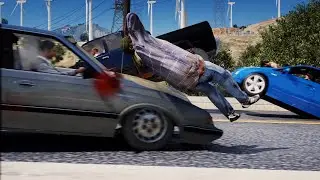 [GTA 5] HIGH SPEED pedestrian hit and run / high-quality texture / ragdoll 🚶‍♂️💥🚗 [part 1]