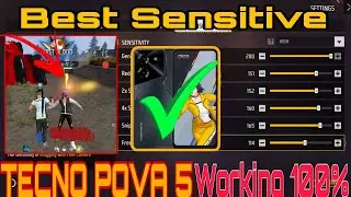 Free Fire Max Auto Headshot Trick 2025 Sensitivity Setting | Tecno Pova 5 📱Headshot Sensitivity ⚙️