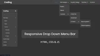 Responsive drop down menu bar using HTML, CSS & JS